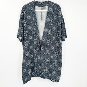 NWT ASOS Womens Dark Cottagecore Resort Tie Front Floral Kimono Cardigan Wrap XS